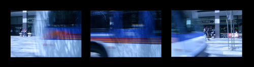 Triptych of Denver RTD bus line.
